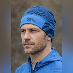 GORE Wear Performance Blue Running Cycling Beanie One Size Athletic Outdoors